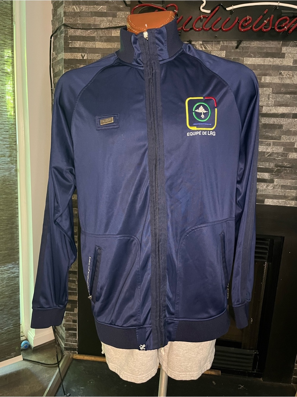 RARE Lrg Lifted Research Group Navy Blue "Grown Not Made" Track Jacket